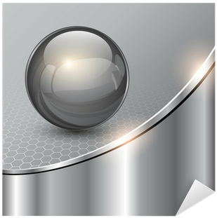Metallic Background With Glass Sphere Sticker • Pixers® - Illustration (400x400), Png Download