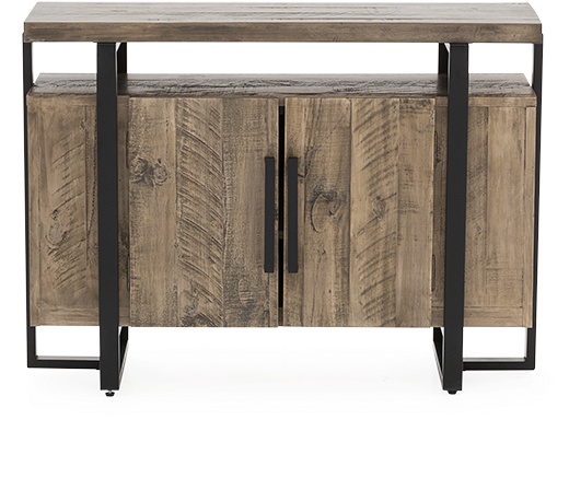 Image For Grey Brown Wood And Black Metal Console Table - Coffee Table (519x804), Png Download
