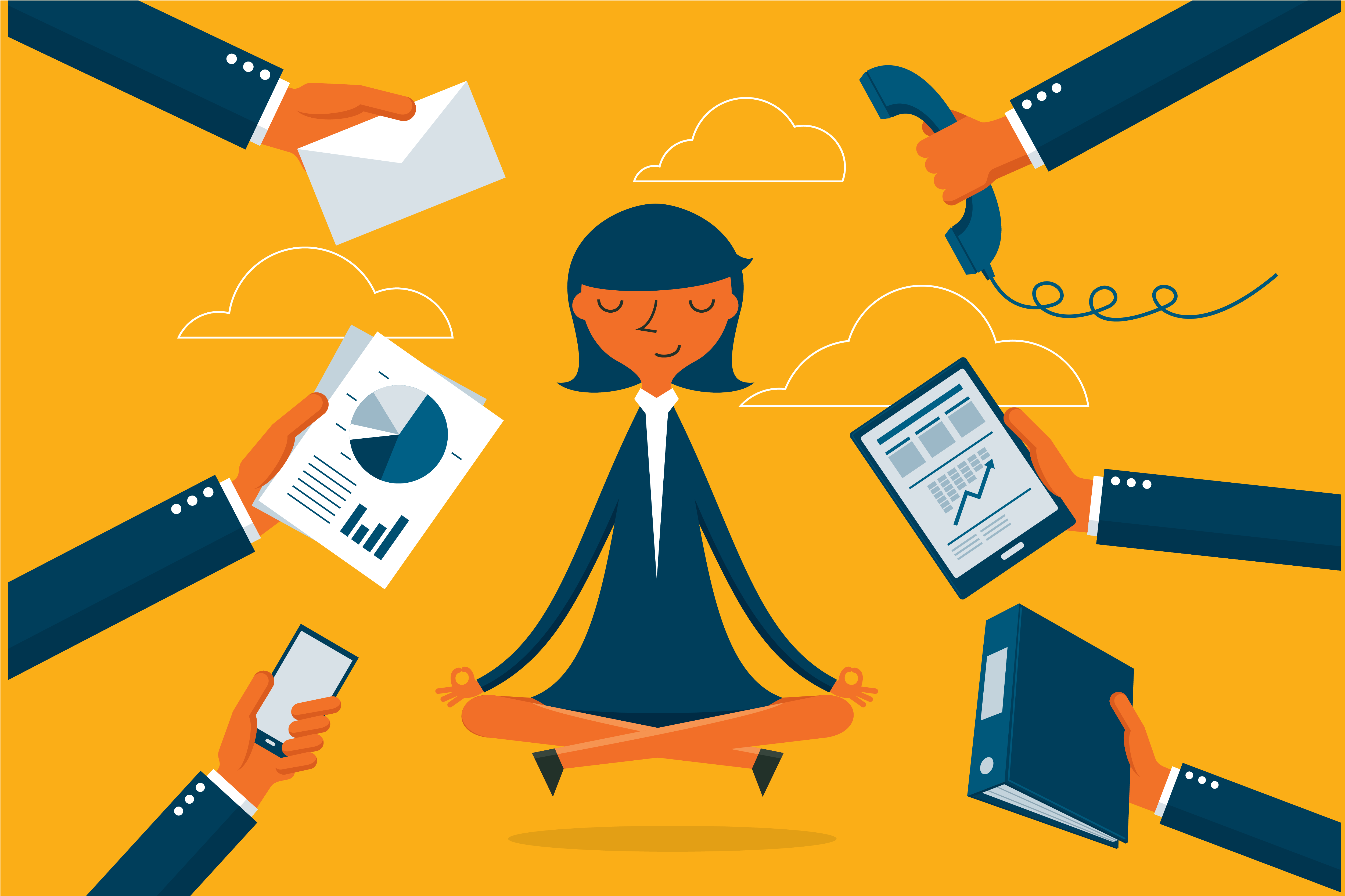 Woman Relaxing At Office - Employee Flexibility (5293x3990), Png Download
