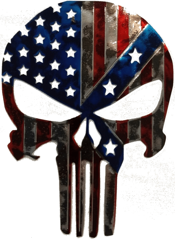 Punisher American/confederate Flag - Punisher Skull (612x855), Png Download