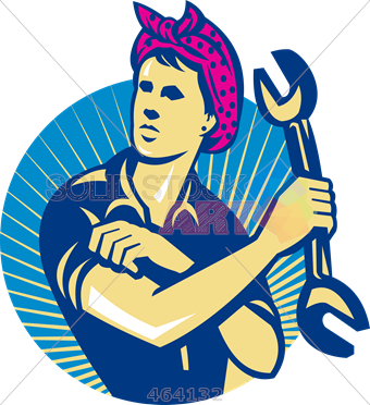 Stock Illustration Of Old Fashioned Cartoon Rendering - Female Construction Worker Vector (340x372), Png Download