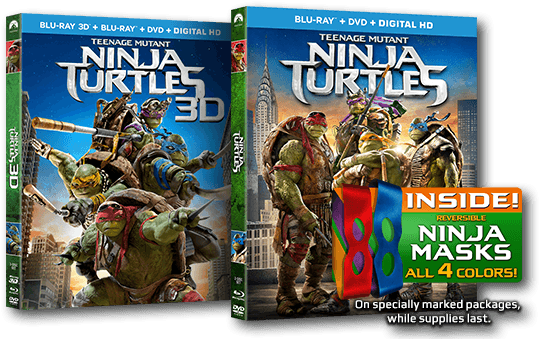 Tmnt Movie Bluray Dvd - 2014 Ninja Turtles Masks (547x339), Png Download