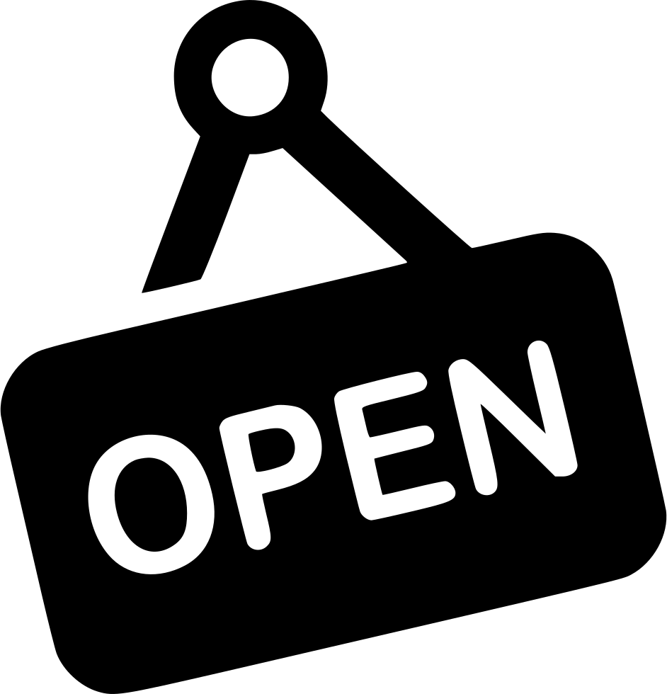 Sign Open - - Open Sign Cartoon Black And White (942x980), Png Download