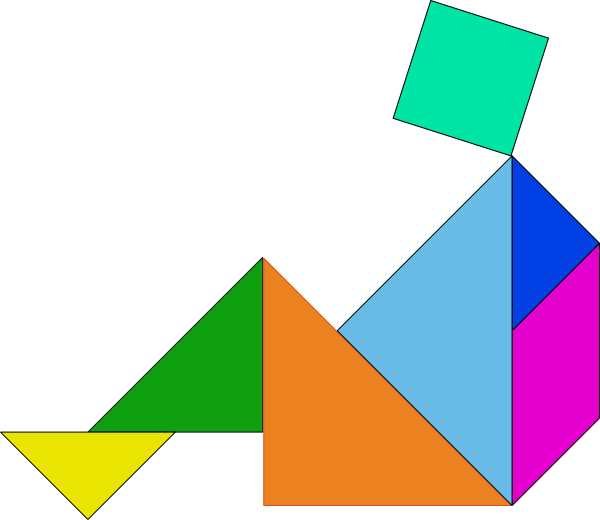 Tangram Person Sitting On Ground - Танграм Человек (600x520), Png Download