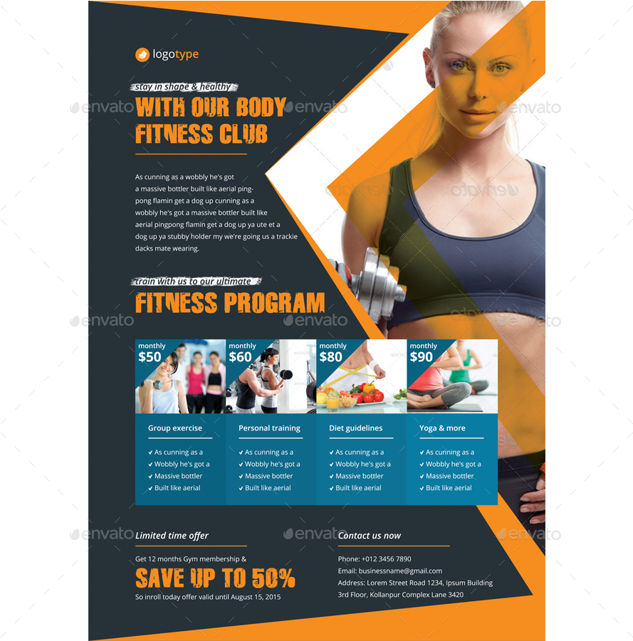 01 Layoutone 02 Layouttwo - Fitness Studio Flyer (900x900), Png Download