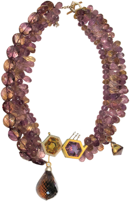 Ametrine And Diamond Necklace (400x400), Png Download