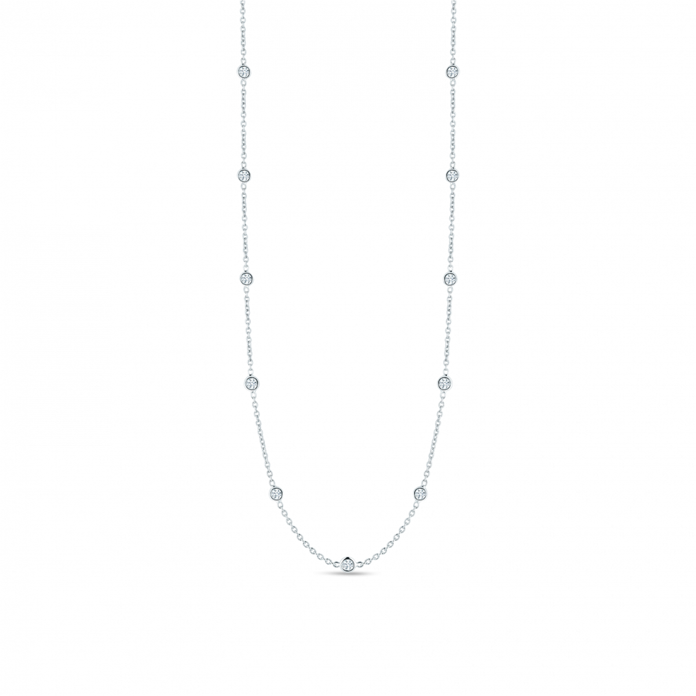 Roberto Coin 18kt Gold 21 Station Diamond Necklace - Necklace (1410x1800), Png Download