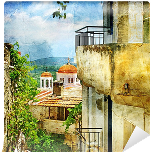Greek Streets And Monastries-artwork In Painting Style - Art Print: Maugli-l's Greek Streets And Monasteries-artwork (400x400), Png Download