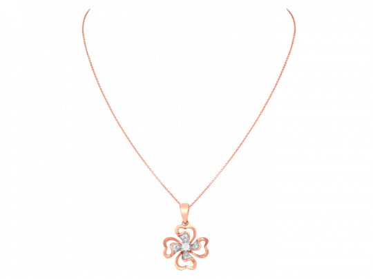 Floral Heart Gold And Diamond Necklace - Necklace (540x405), Png Download