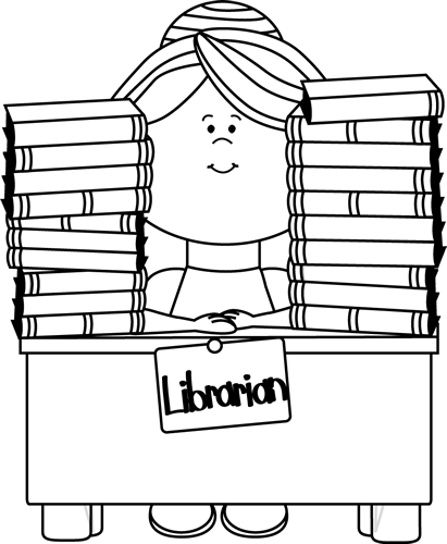 Black And White Librarian - Outline Of A Librarian (411x500), Png Download