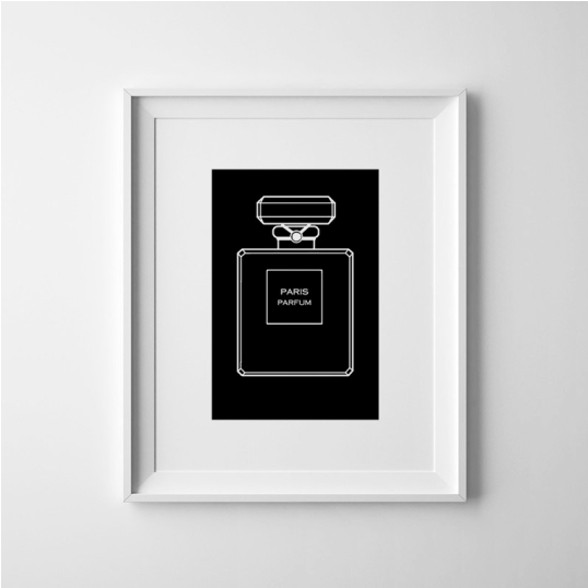 Chanel Art, Black And White Chanel Bottle, Fashion - Chanel (703x537), Png Download