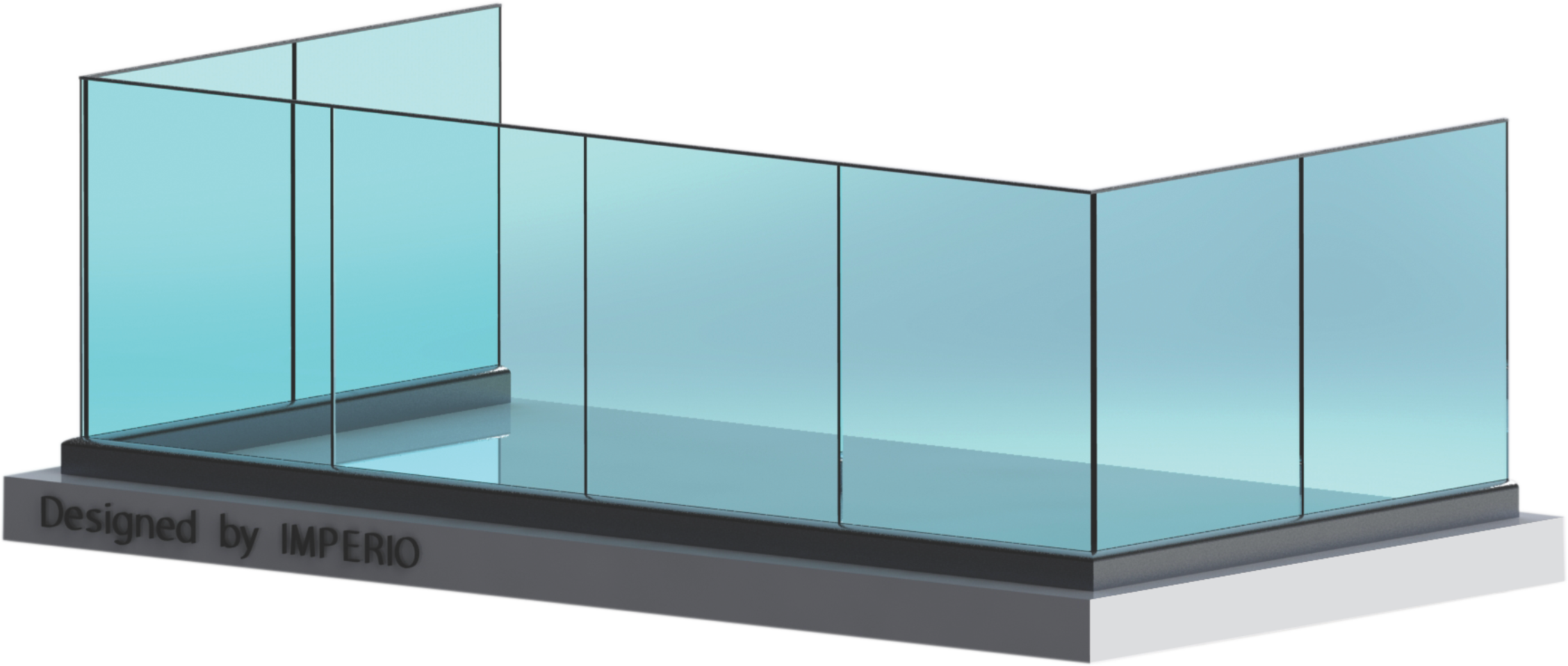 Imperio A Series Framless Glass Railings - Glass Railing Png (2256x959), Png Download