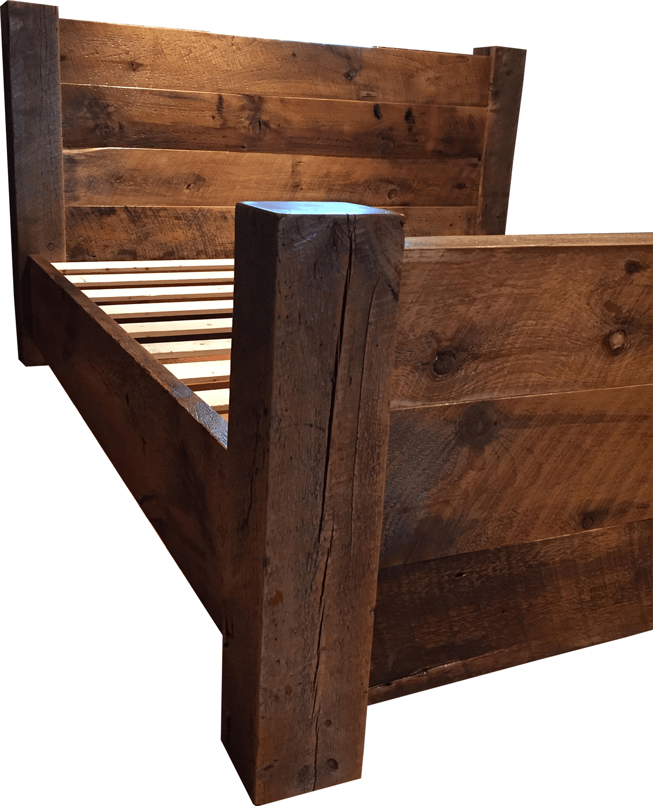 Chandos Reclaimed Barn Wood And Beam Platform Bed - Barn Beam Bed (1319x1627), Png Download