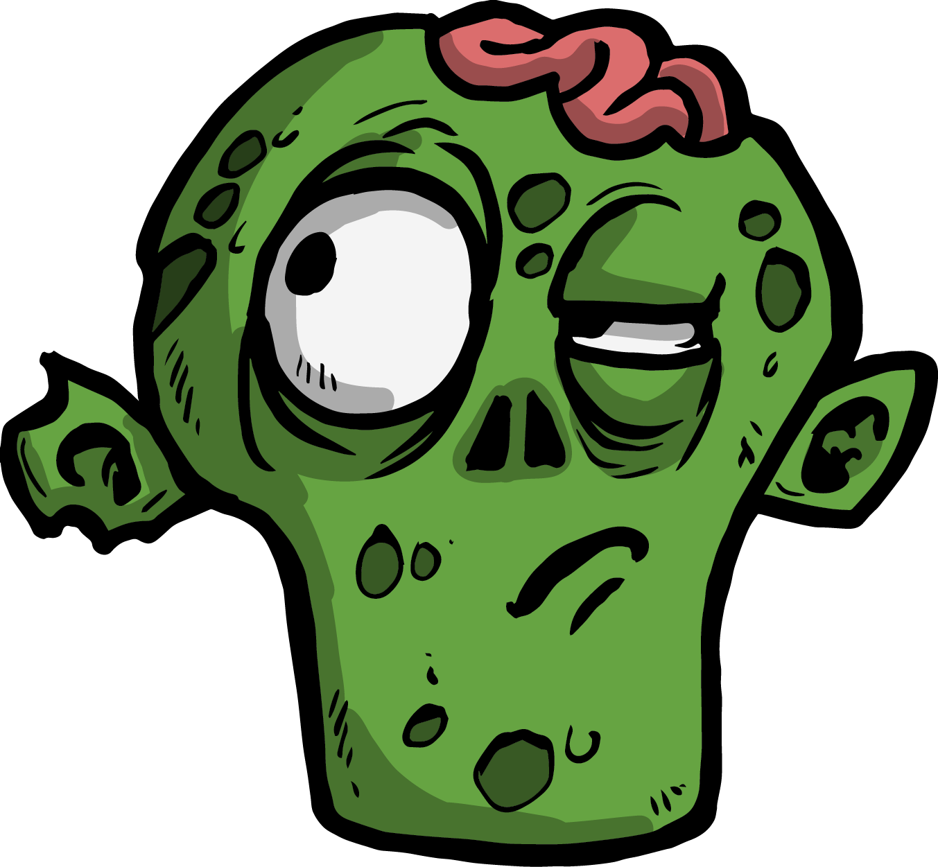 The Zombie Thinking - Cartoon Zombie Face Png (1353x1251), Png Download