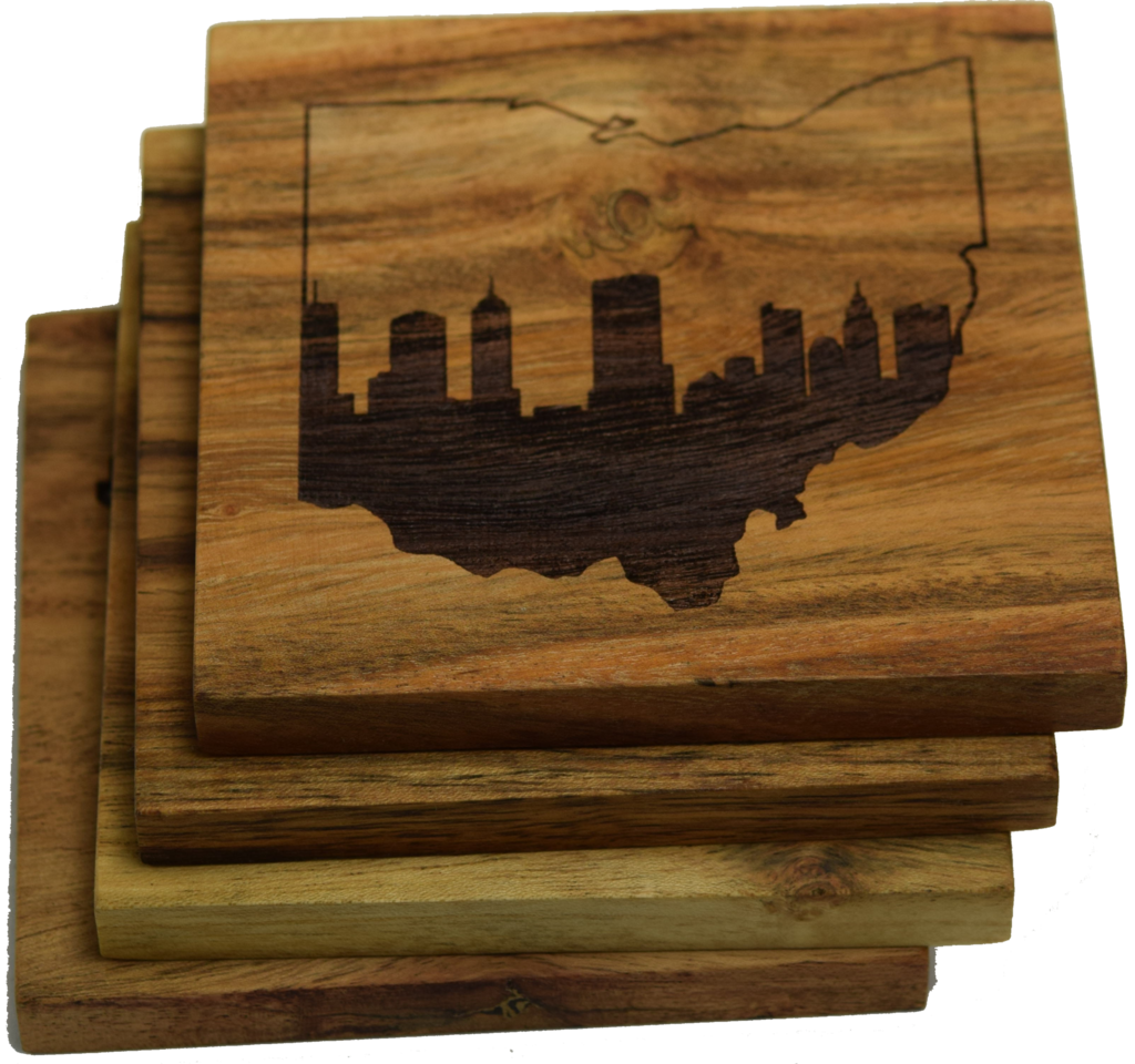 Columbus Ohio Skyline Within Ohio Outline Coasters - Prestige Decanters Columbus Ohio Skyline Within Ohio (1024x960), Png Download