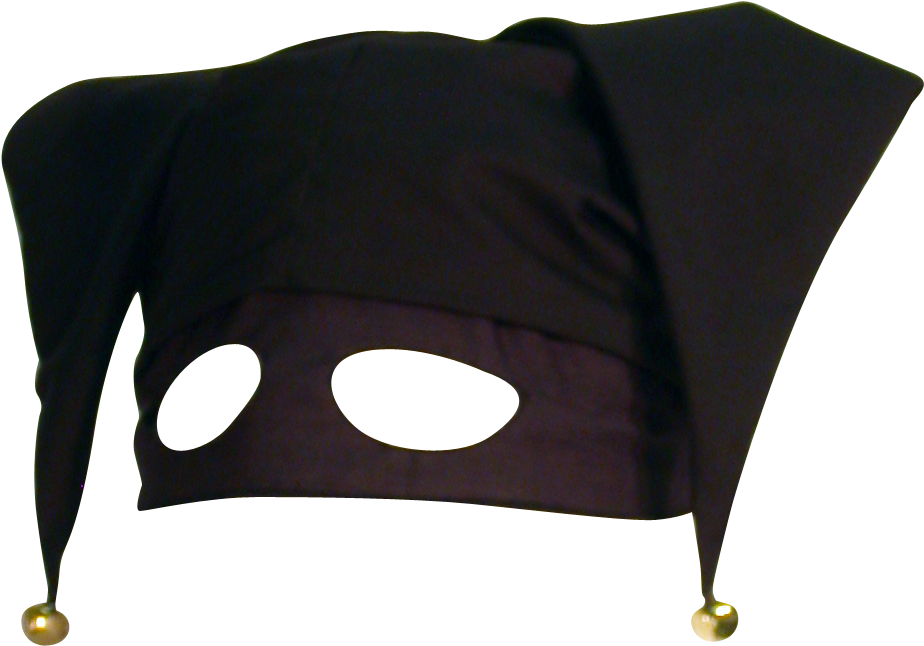 Dark Jester Hat & Mask Pair By White Pavilion Costumes - Black Jester Hat (1028x1500), Png Download