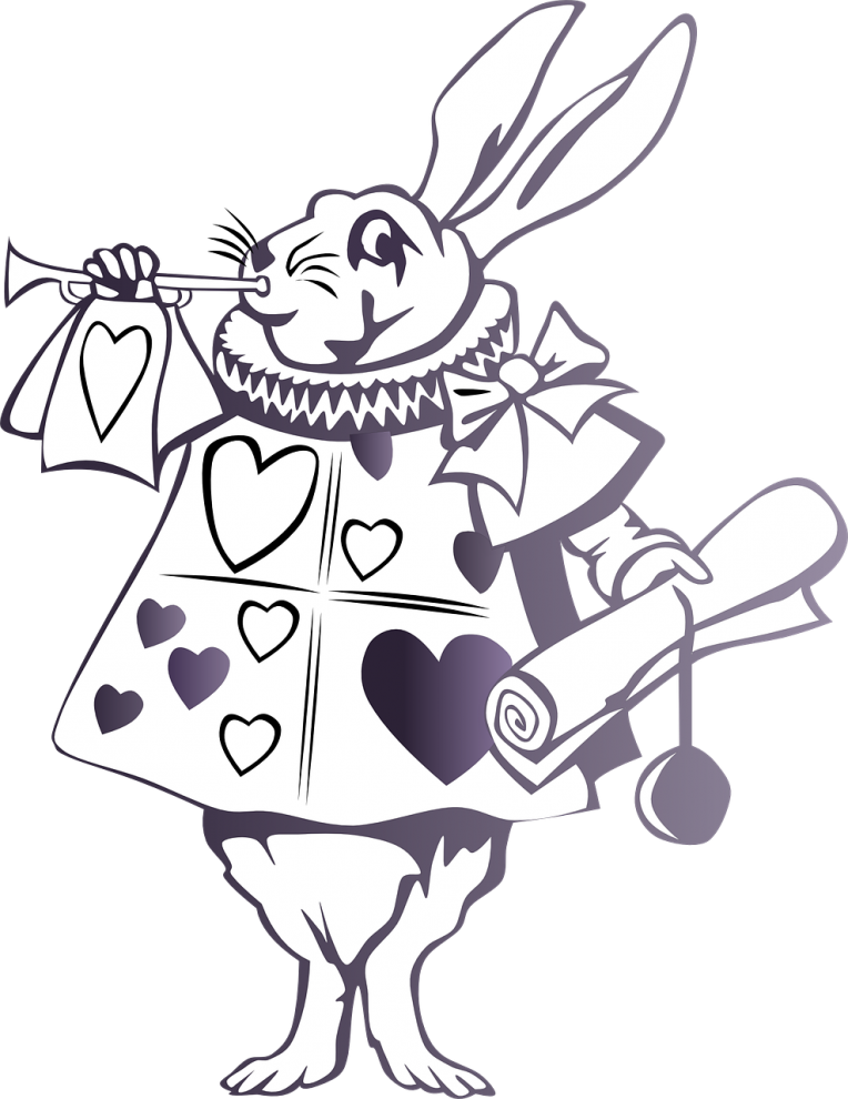 Follow Me Down The Rabbit Hole - White Rabbit Alice In Wonderland Clipart (764x990), Png Download