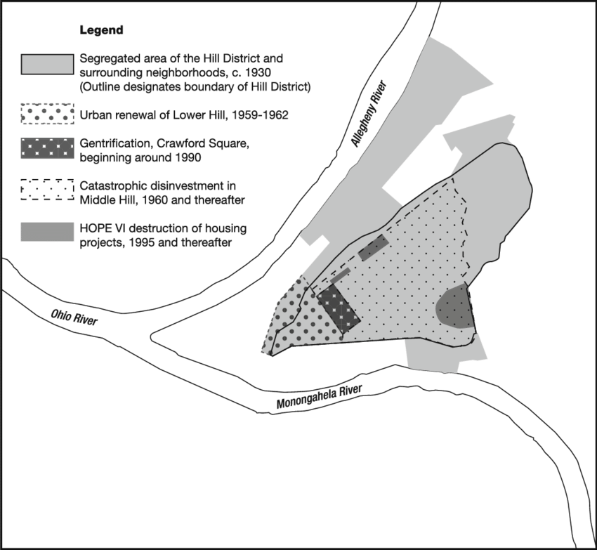 Serial Displacement In Pittsburgh's Hill District - Diagram (850x783), Png Download