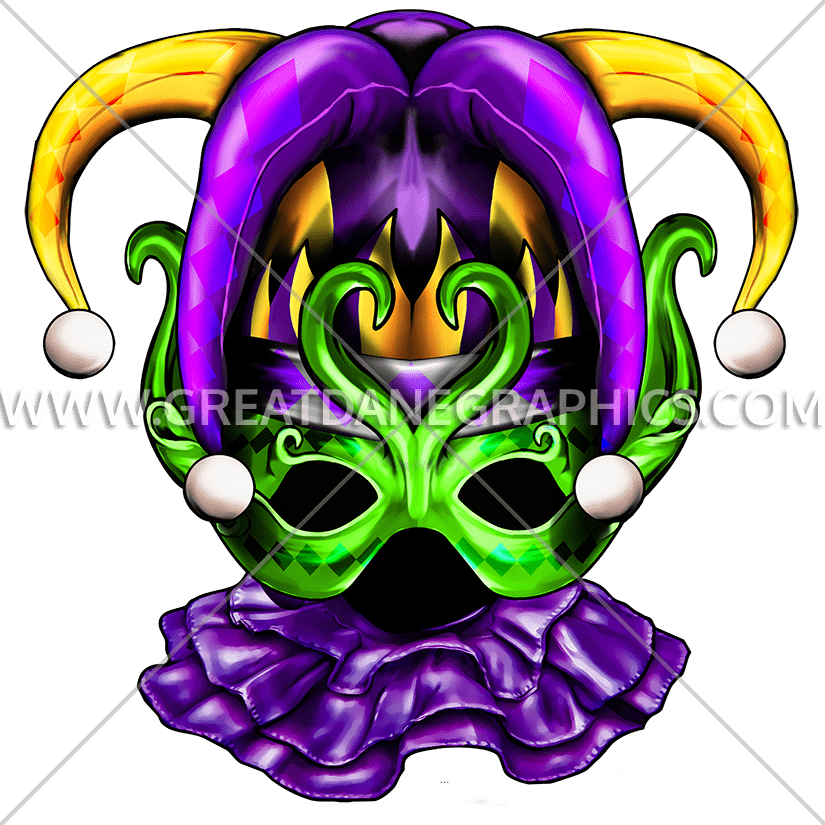 Mardi Gras Jester Mask - Amscan Green, Purple And Gold Plastic Mardi Gras Jester (825x825), Png Download