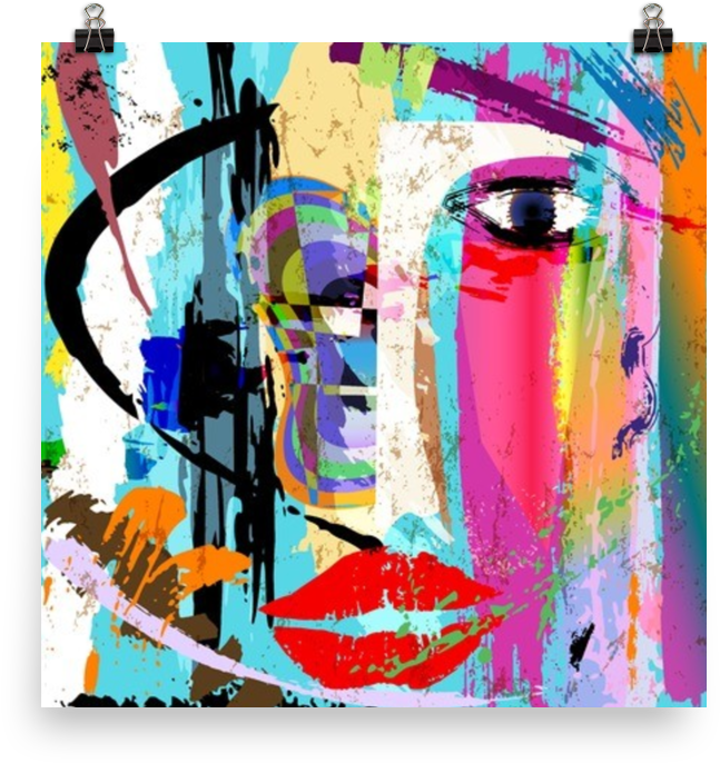Abstract Face Painting Art Print Art Print Png Artwork - Abstract Old Age Painting (1000x1000), Png Download