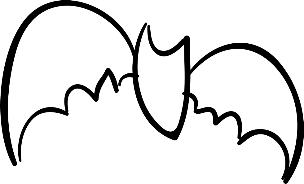 Halloween Flying Outlined Bat - Bat (981x594), Png Download