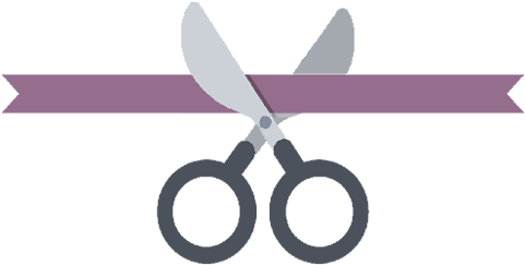 Ribbon Cutting Scissors Dark - Circle (500x269), Png Download