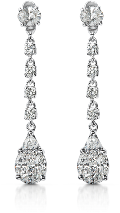 Earrings Removeable Stud & Pear Shape Illusion Diamond - Diamond Earrings Drop Round (800x785), Png Download