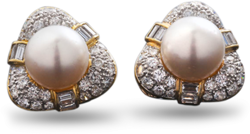 South Sea Pearl And Diamond Earrings - Jewellery (1080x1080), Png Download