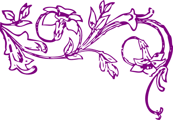 Purple Floral-boarder Motif Clipart Png For Web (600x418), Png Download