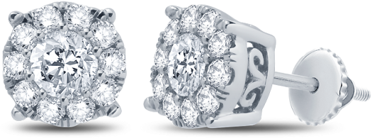 1-1/4cttw Diamond Round Cluster Earrings (700x700), Png Download