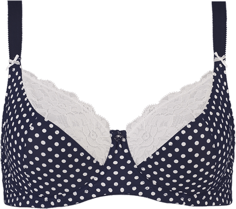 Affordable Enhanced Support Spot Navy White Set Bra - Bra (1200x1110), Png Download