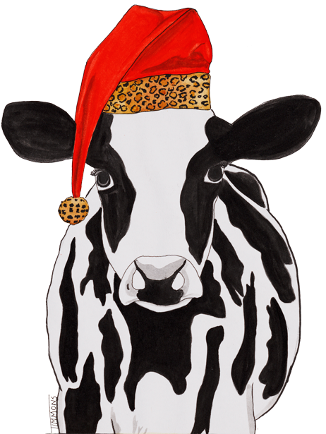 This Cow Is Styling For Christmas - Clip Art (500x647), Png Download