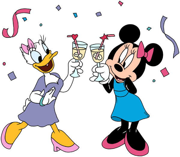 Baby Minnie Baby Mickey Daisy Duck Daisy, Minnie Toasting - Disney Birthday (600x523), Png Download