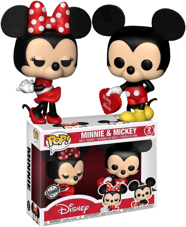 Mickey & Minnie Valentine Funko Pop Vinyl Figure 2-pack - Funko Mickey Minnie (653x798), Png Download