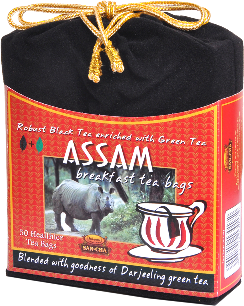 Assam Breakfast Tea Bags In Deep Black Velvet Packaging - Assam Tea Bags (1000x1000), Png Download