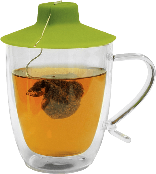 Double Wall Glass Mug With Tea Bag Buddy - Tea Bag Buddy (700x700), Png Download