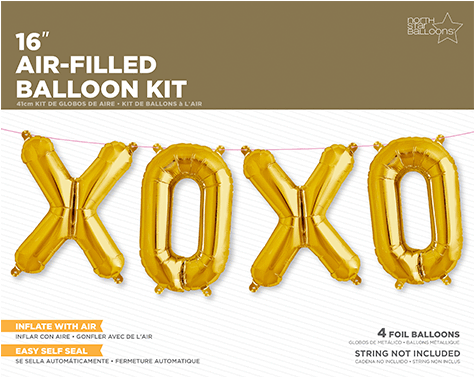 Gold Xoxo Balloon Kit - 13.5" Xoxo Balloon Kit - Silver By Northstar Balloons (504x504), Png Download