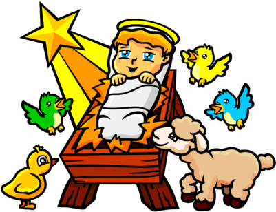 Baby Jesus With Birds And Lamb - Portable Network Graphics (400x379), Png Download
