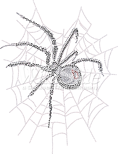 Spider In Web ”rhinestone, Rhinestud, Spider, Spider - Iron On Rhinestone Spider Web Transfers (675x675), Png Download