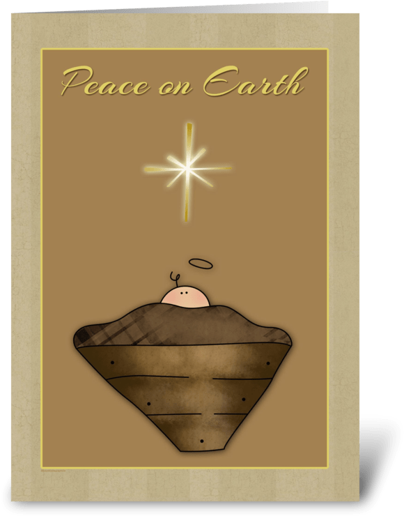 Baby Jesus, Manger, Peace On Earth Greeting Card - Greeting Card (700x792), Png Download