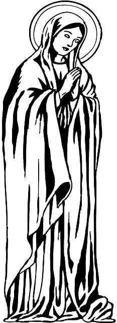 Religious Angel Clip Art - Mother Mary Black And White Clipart (320x640), Png Download