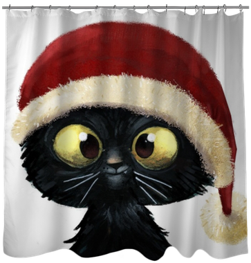Gato Feliz Con Gorro De Navidad Shower Curtain • Pixers® - Sabine: Katzen-malbuch / Tagebuch - A5 - Blanko [book] (400x400), Png Download