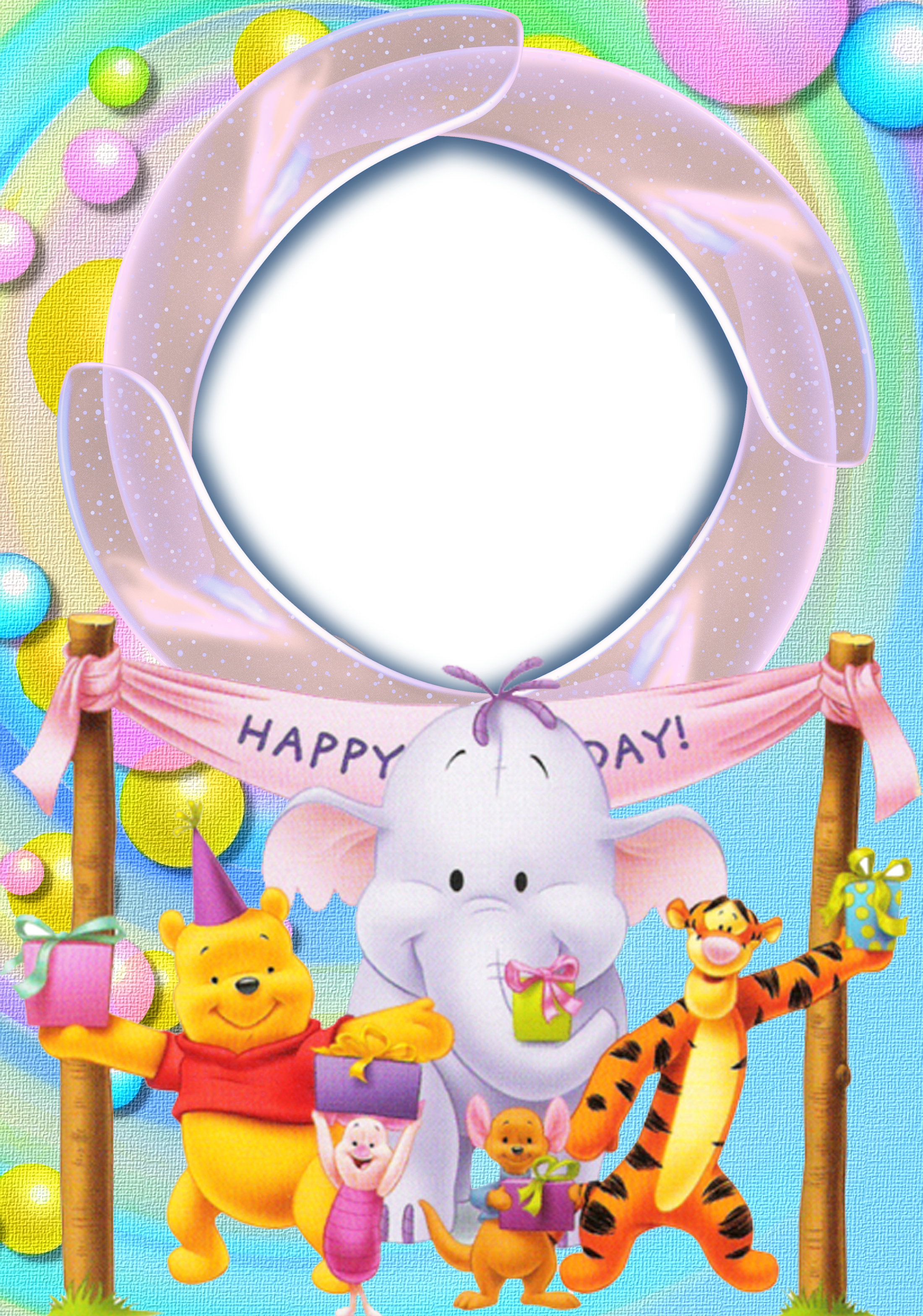 Winnie The Pooh And Tiger Png Free Clipartu200b - Happy Birthday With Winnie Pooh (2200x3136), Png Download