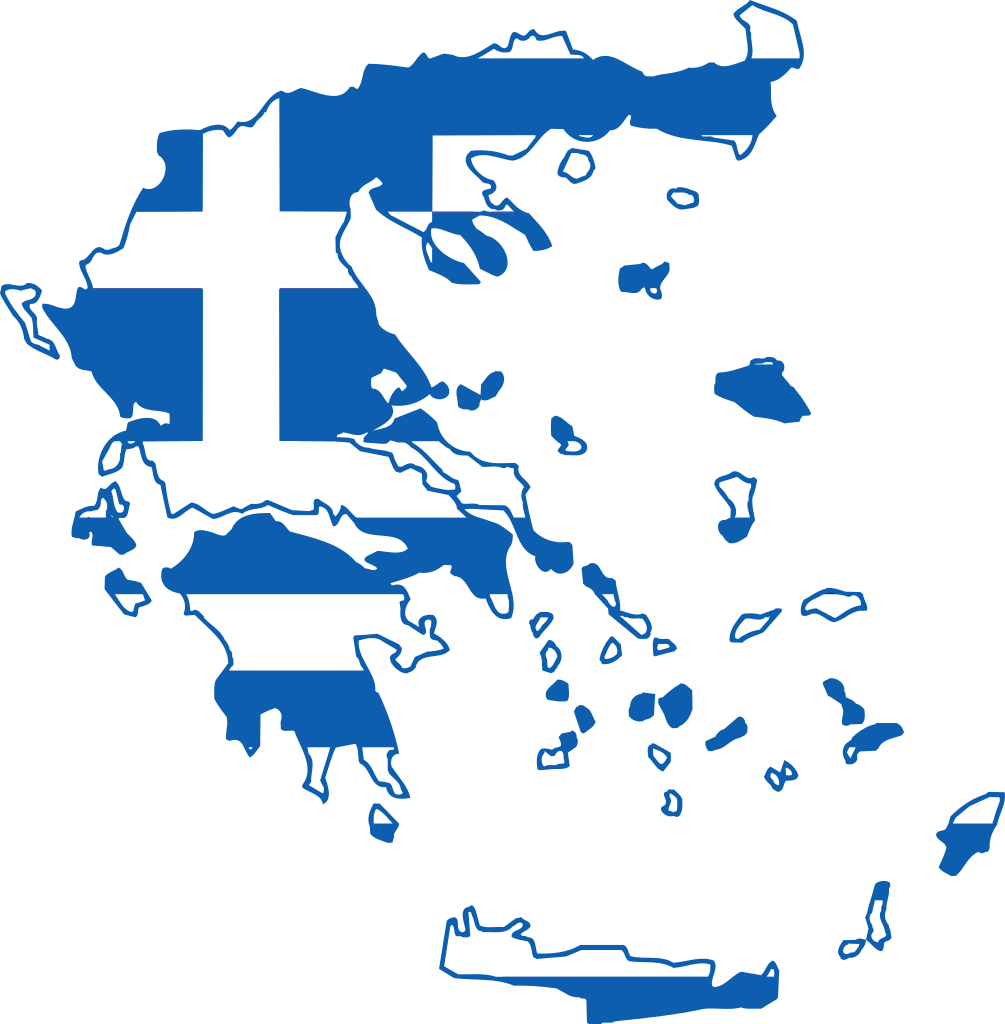 Map Of Greece In The Colors Of The Flag Of Greece - Greece Png (1005x1024), Png Download