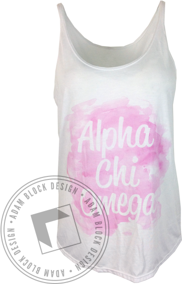 Alpha Chi Omega Pink Watercolor Tank By Adam Block - Zeta Fanny Pack (464x585), Png Download