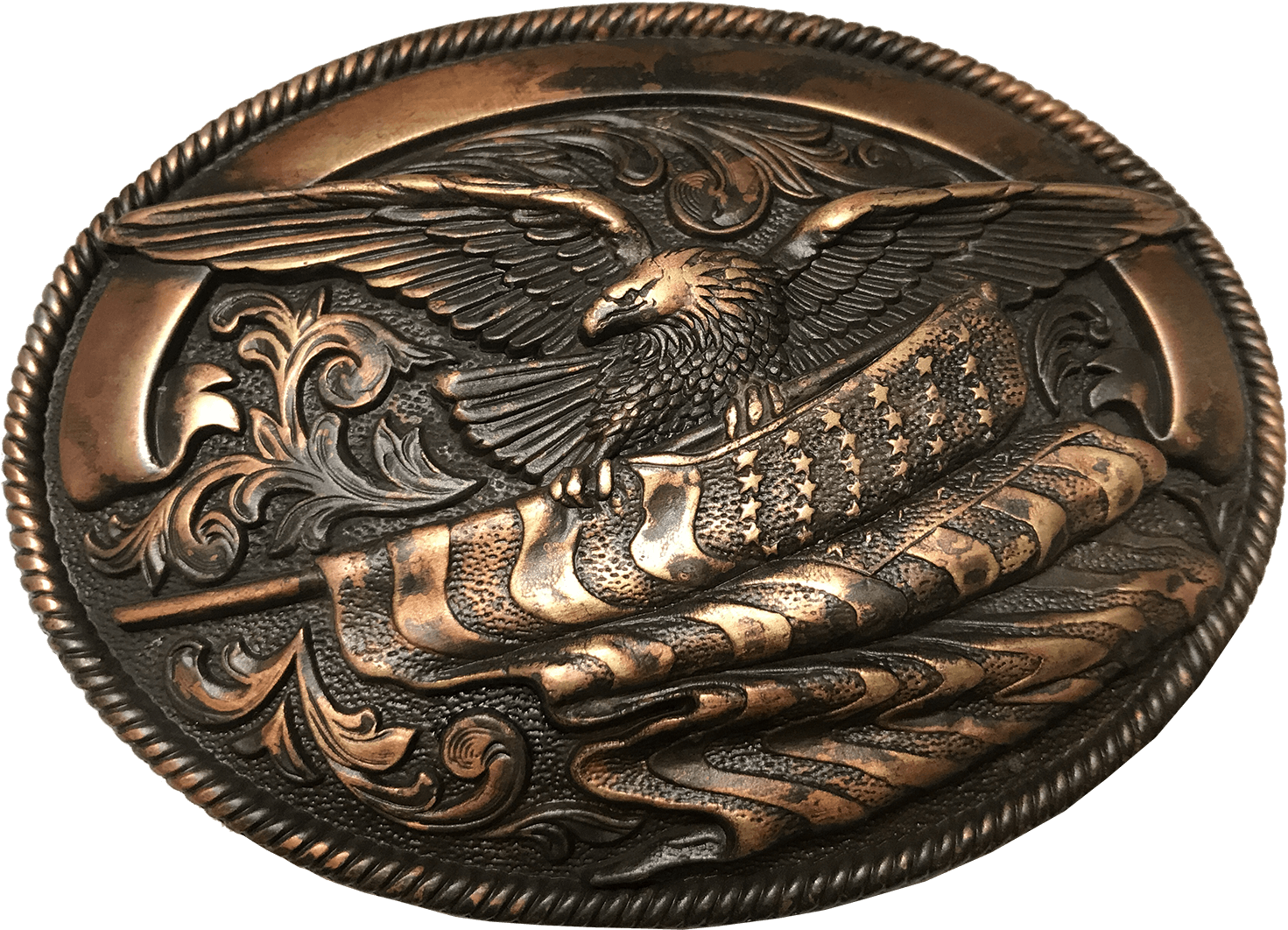 Nocona Oval Eagle Flag Buckle - Western Belts (1500x1097), Png Download