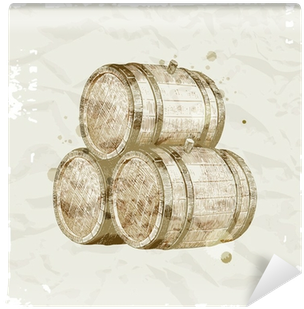 Hand Drawn Wooden Barrels On Vintage Paper Background - Pipas De Vinho Do Porto (400x400), Png Download