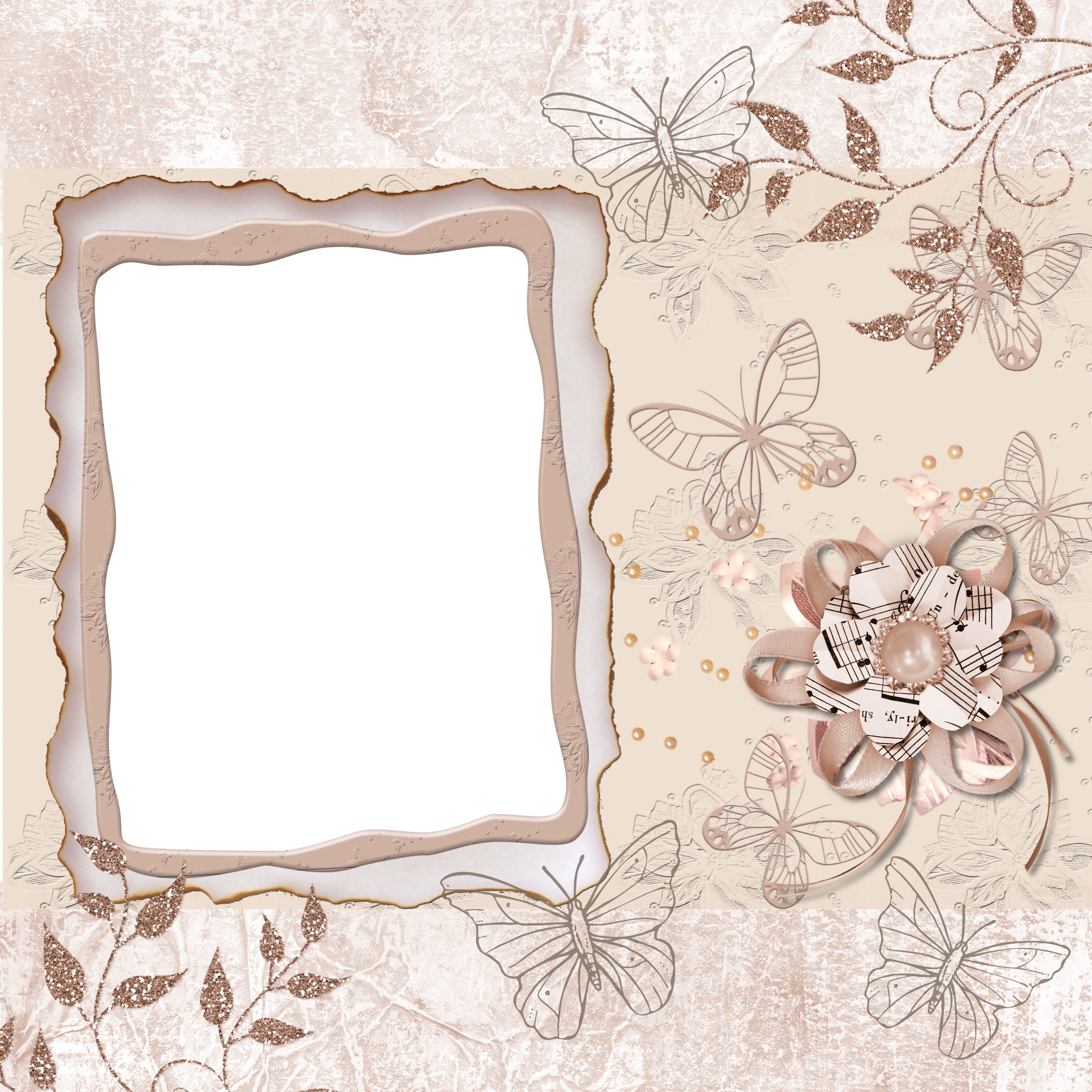 Background Old Butterfly Scrapbook 1365615 - Old Scrapbook Design Png (3600x3600), Png Download