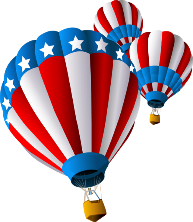 Grab This Free Clip Art And Celebrate This 4th Of July - Usa Air Balloon (640x734), Png Download