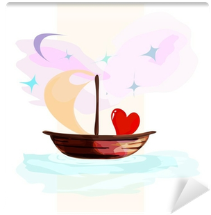 Card With Hearts Floating On A Boat Wall Mural • Pixers® - Boat (400x400), Png Download